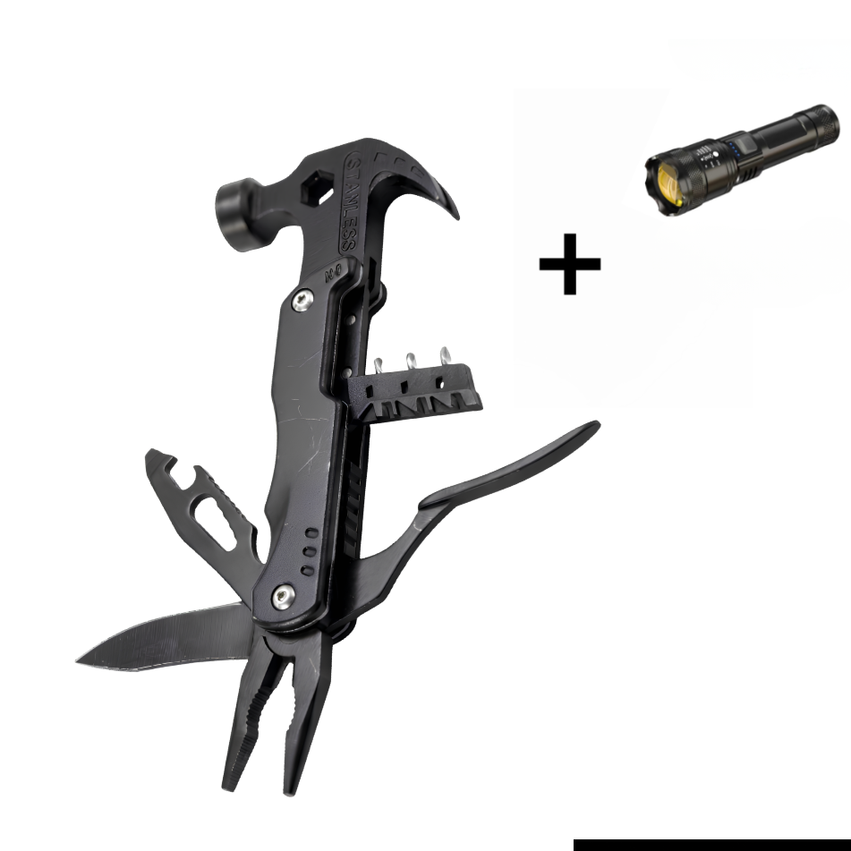 Multitool 12 en 1 - Outil Multifonction Camping Survie Randonnée - KRAVEN PRO - Pince Couteau Acier Inox 420
